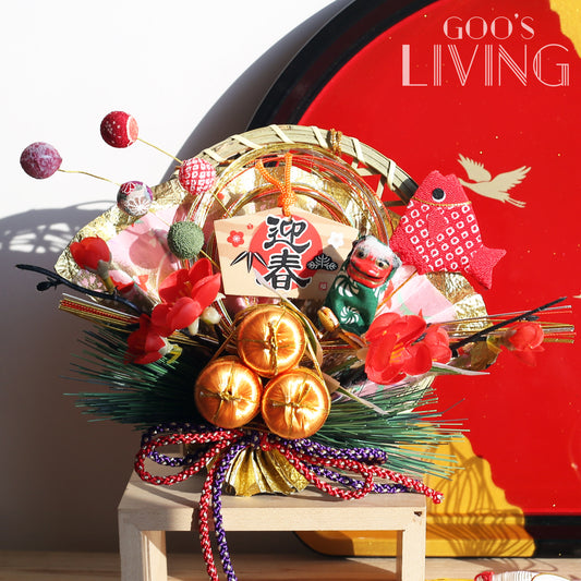 獅子舞鯛魚迎春小金扇