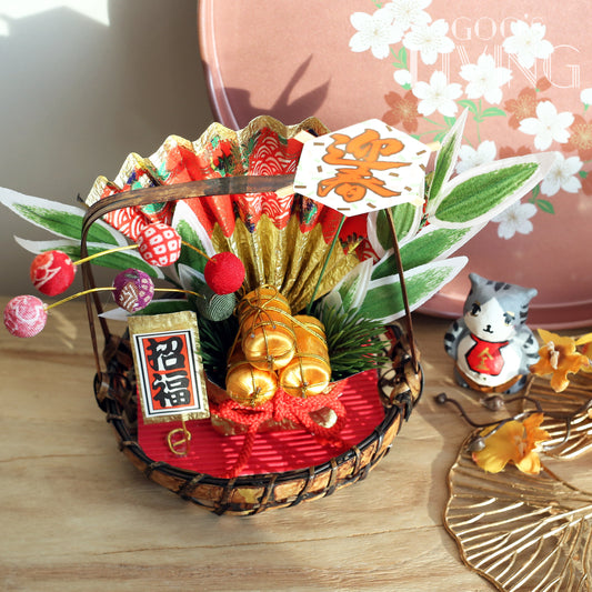 招福金扇迎春竹籃