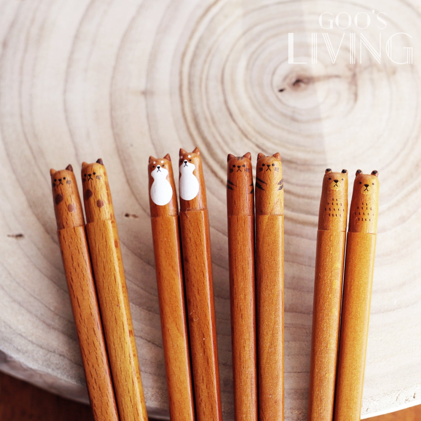 Fluffy 日本天然實木動物筷子