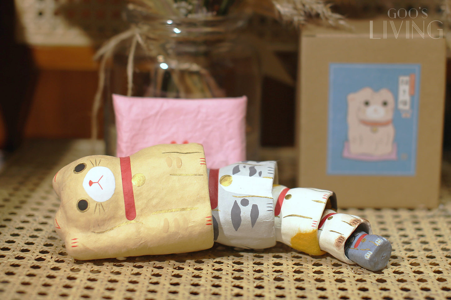 一千乃 手工和紙俄羅斯花貓、異國貓招財貓套裝