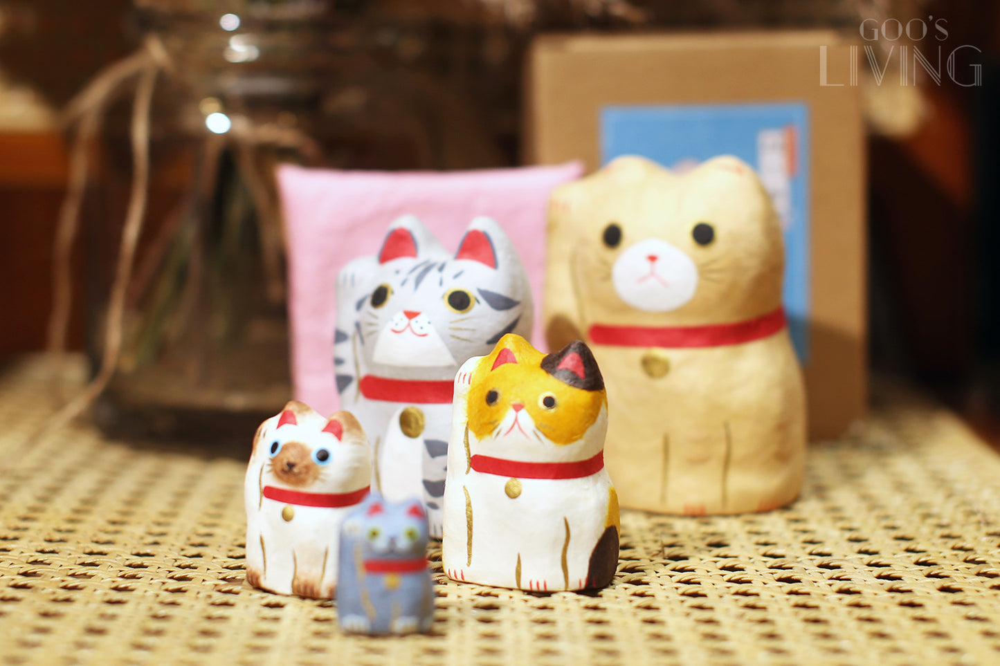 一千乃 手工和紙俄羅斯花貓、異國貓招財貓套裝