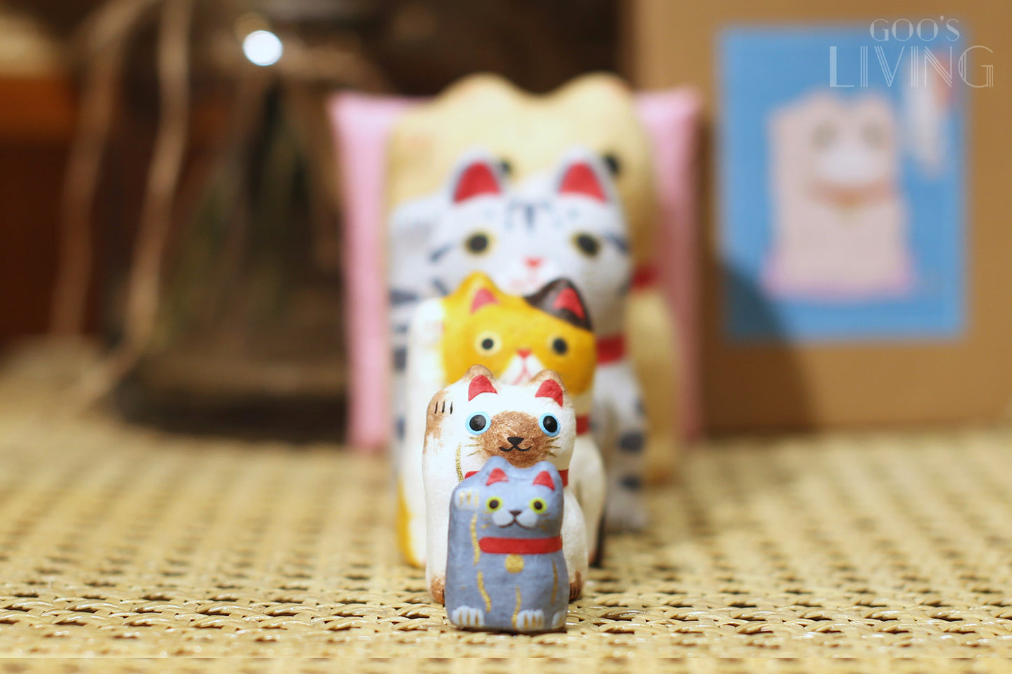 一千乃 手工和紙俄羅斯花貓、異國貓招財貓套裝