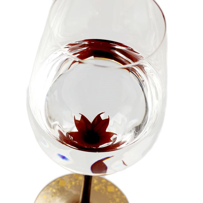 丸三漆器 櫻花漆繪金箔水晶杯