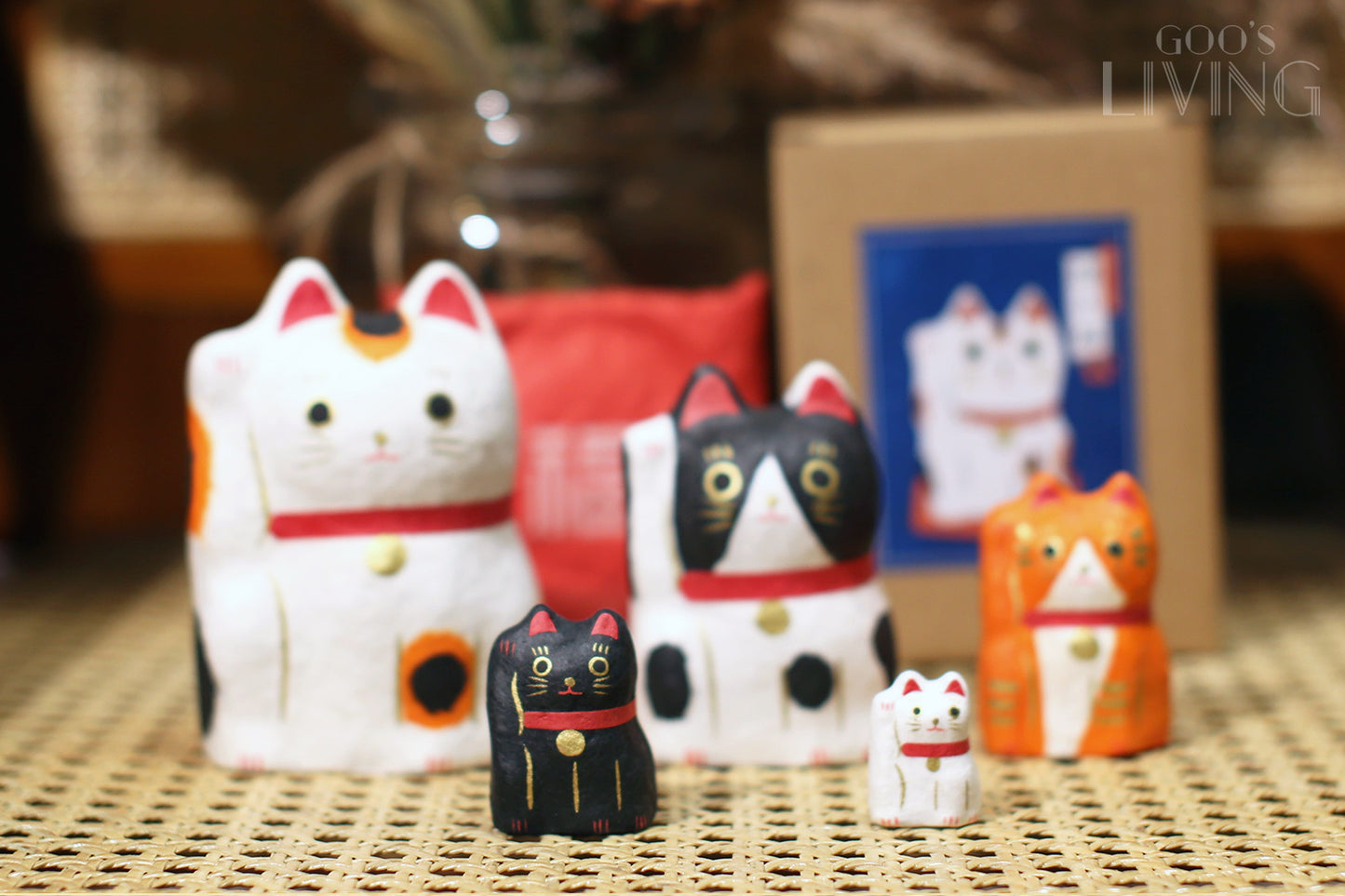 一千乃 手工和紙俄羅斯花貓、異國貓招財貓套裝