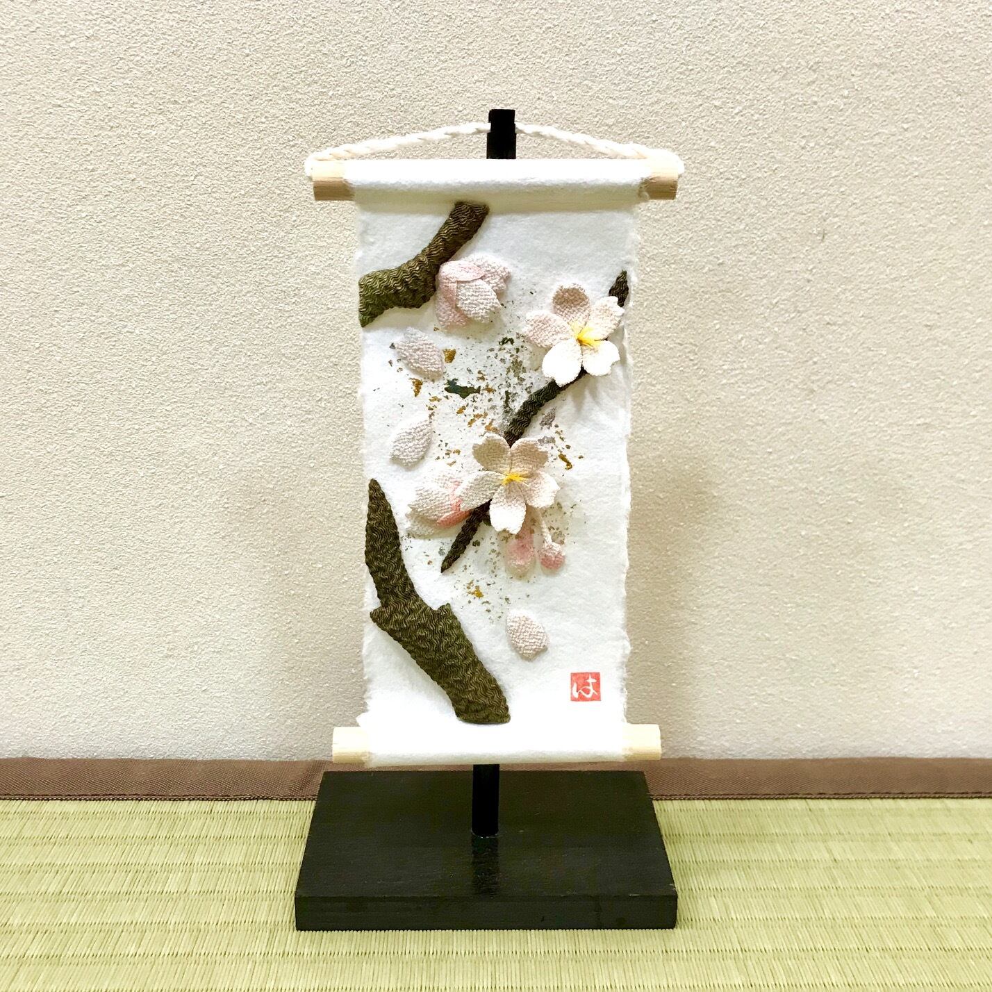 櫻花楓葉 迷你金銀箔掛軸