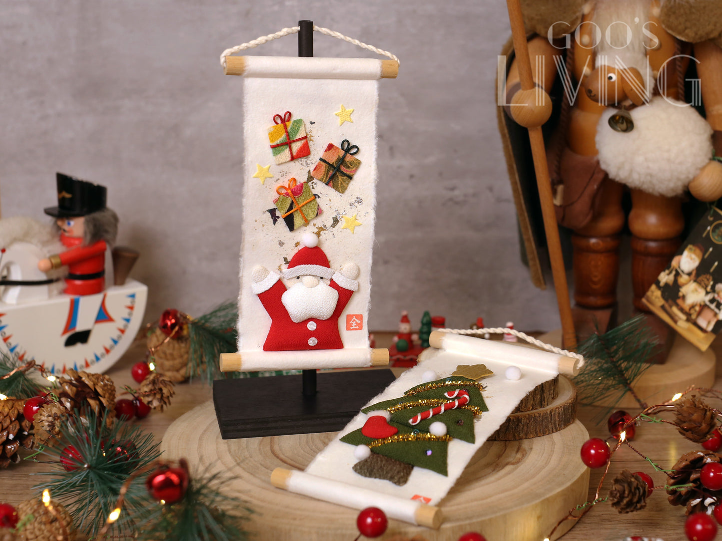 迷你聖誕樹 金銀箔掛軸