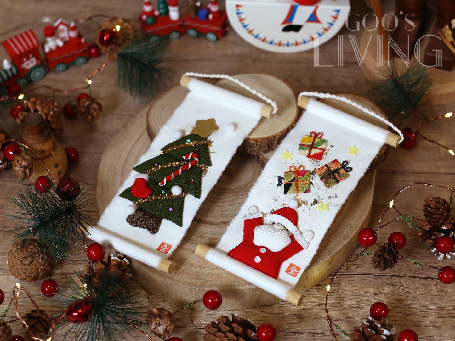 迷你聖誕樹 金銀箔掛軸