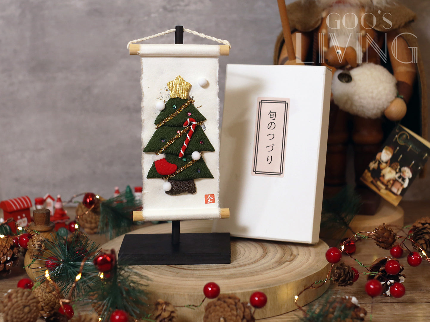 迷你聖誕樹 金銀箔掛軸