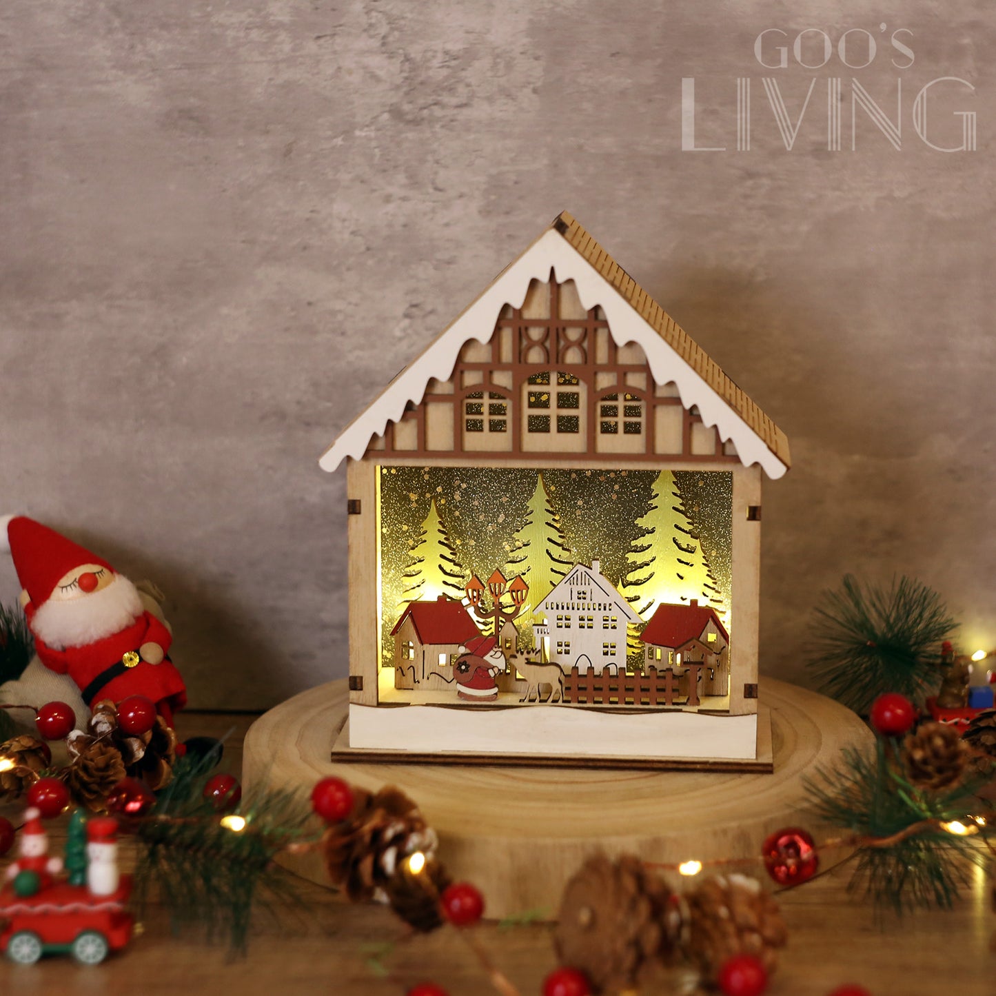 北歐之夜 LED木製聖誕小屋