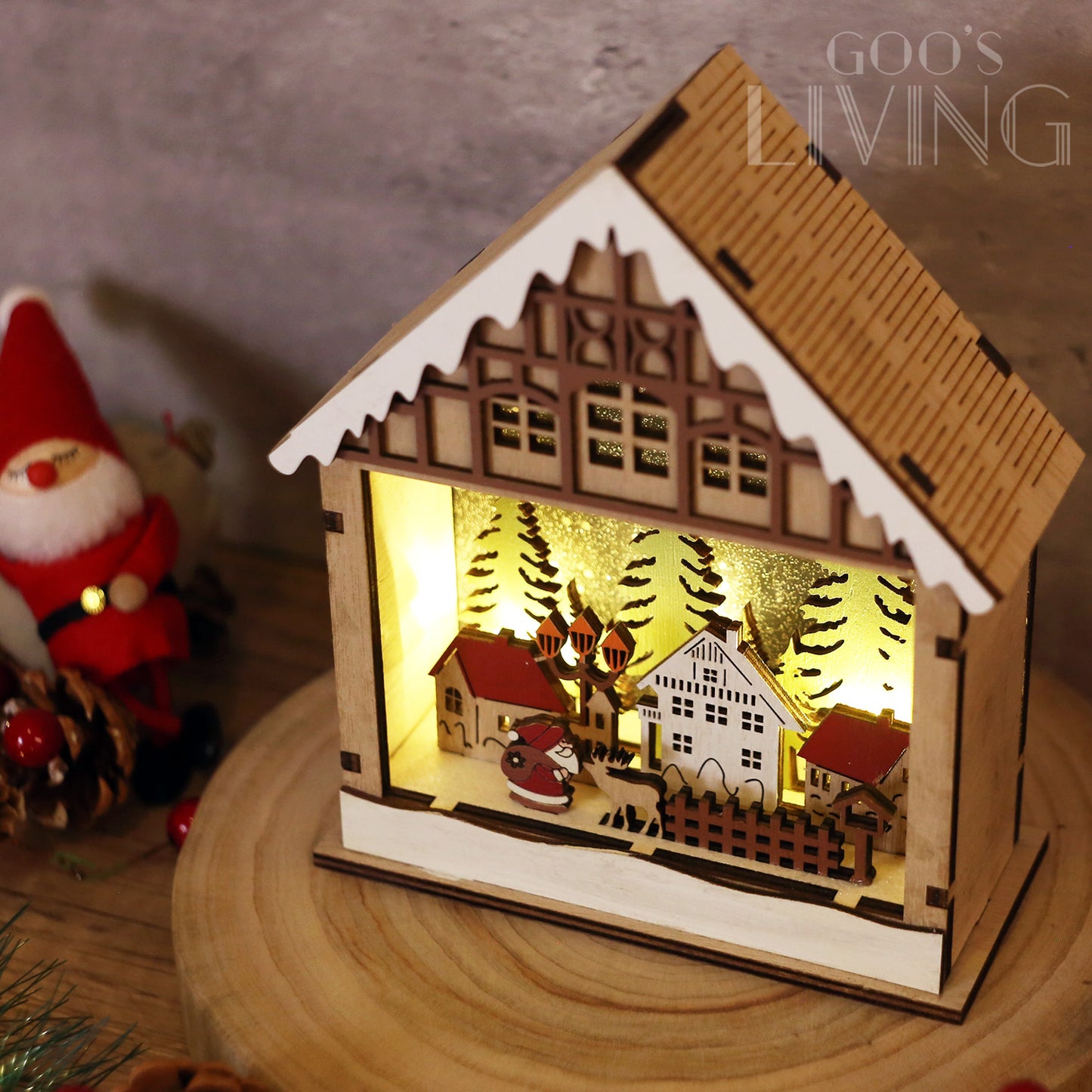 北歐之夜 LED木製聖誕小屋