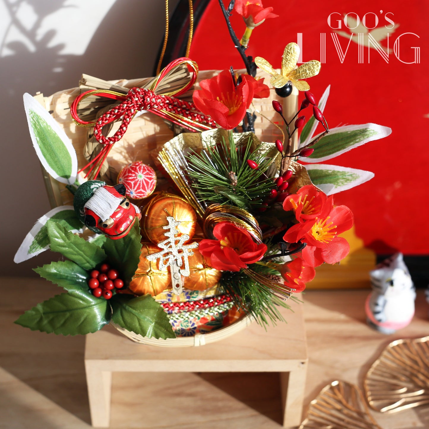 健康長壽竹籃掛飾