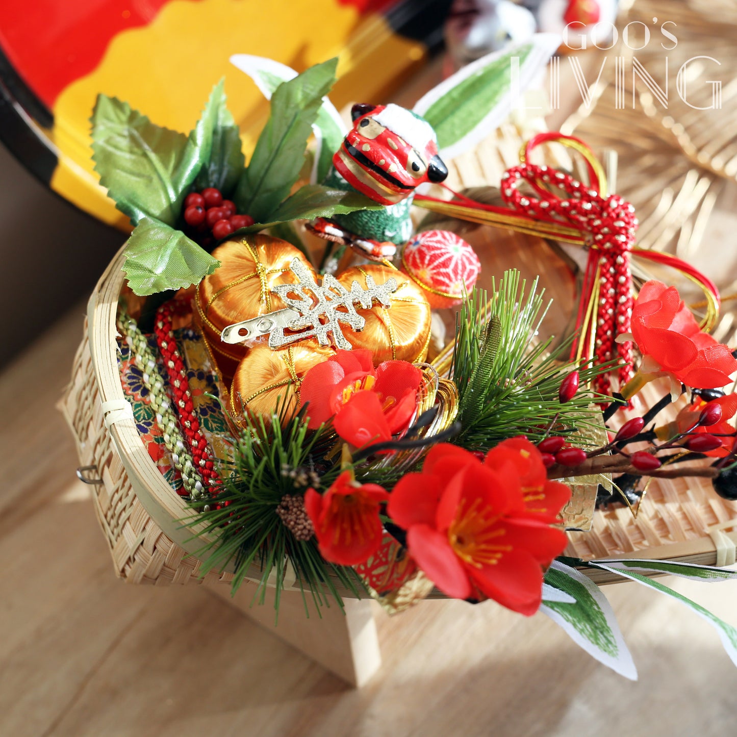 健康長壽竹籃掛飾