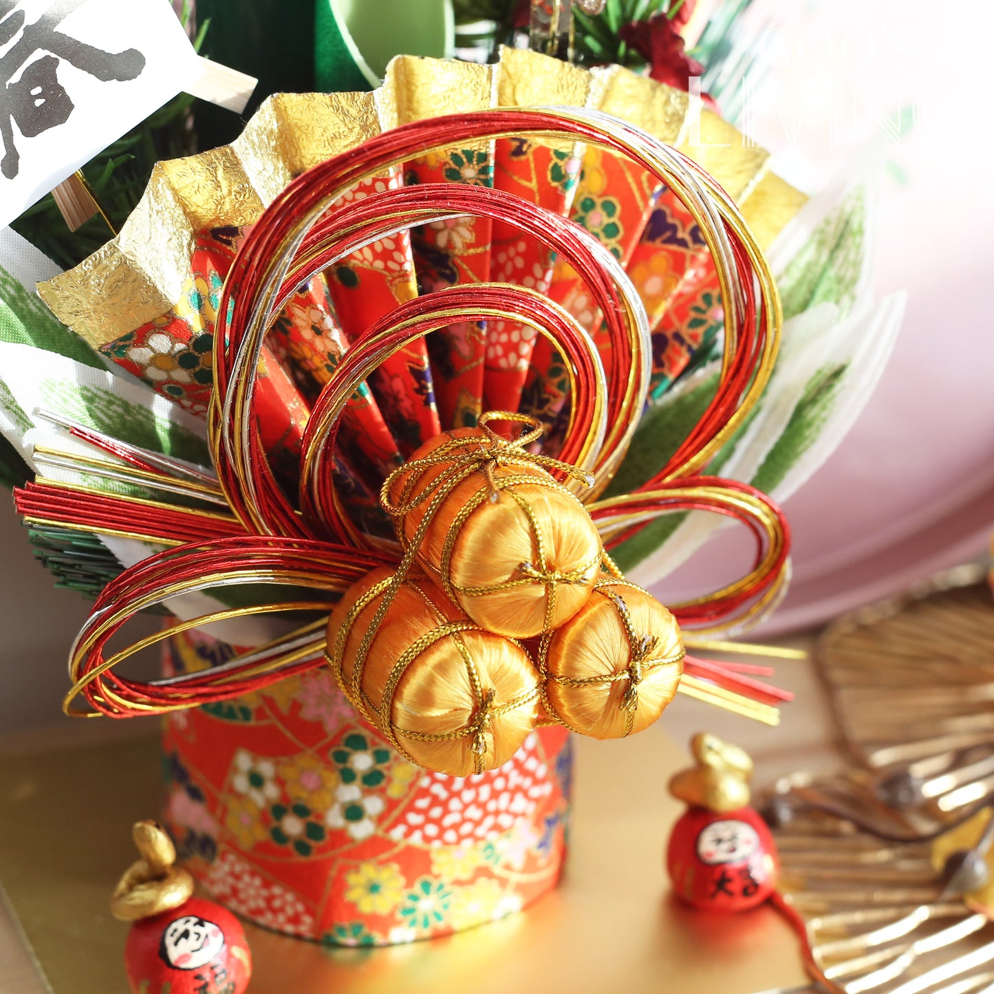 松竹梅金扇門松