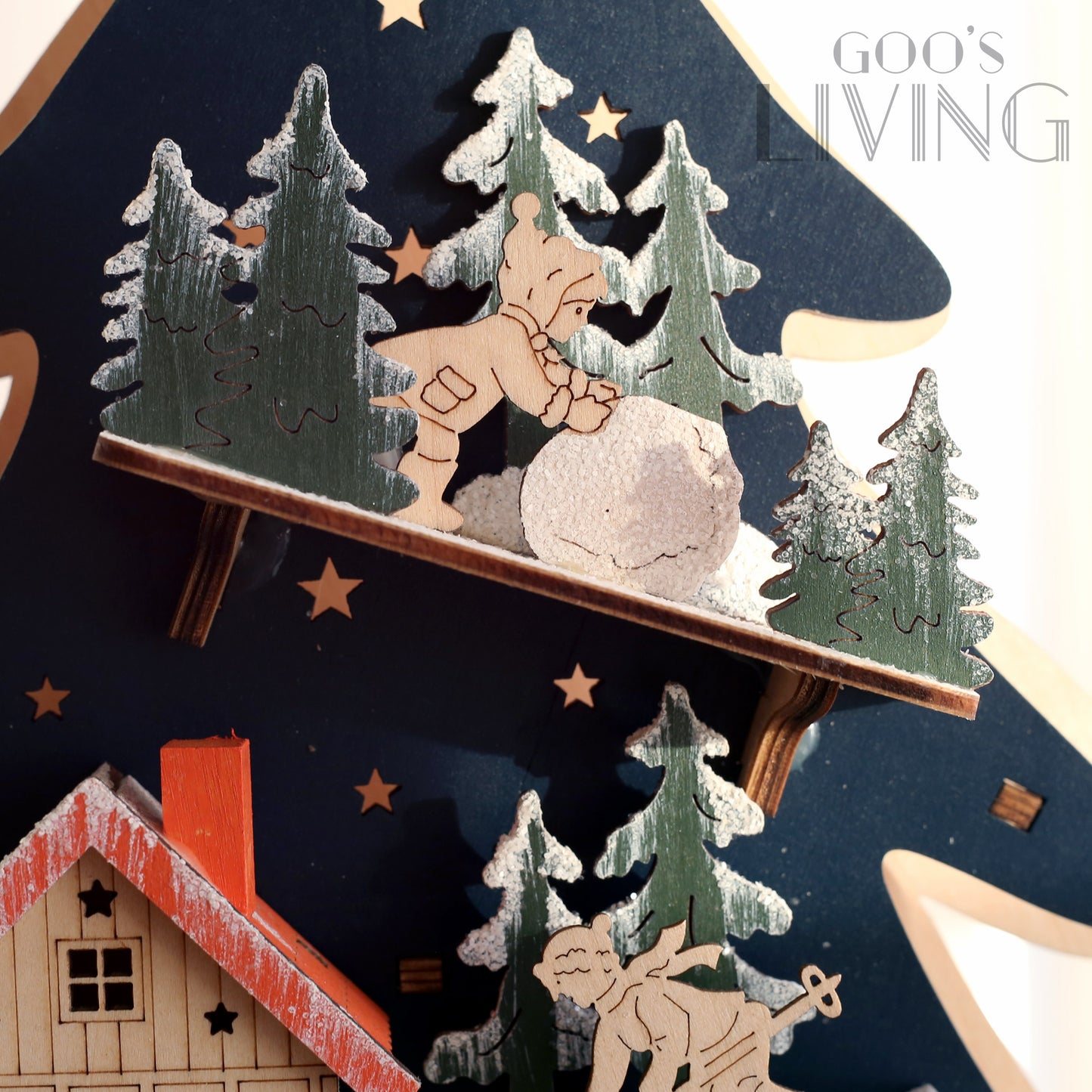 LED亮燈 木製立體聖誕樹