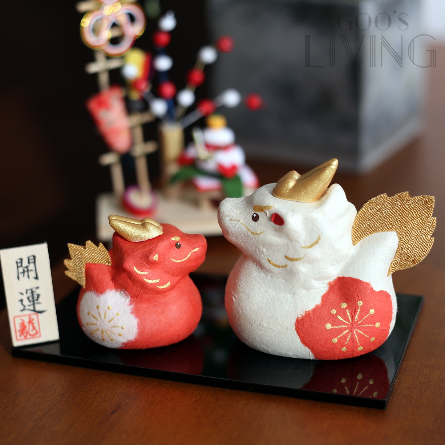 RYUKODO 開運紅白親子龍