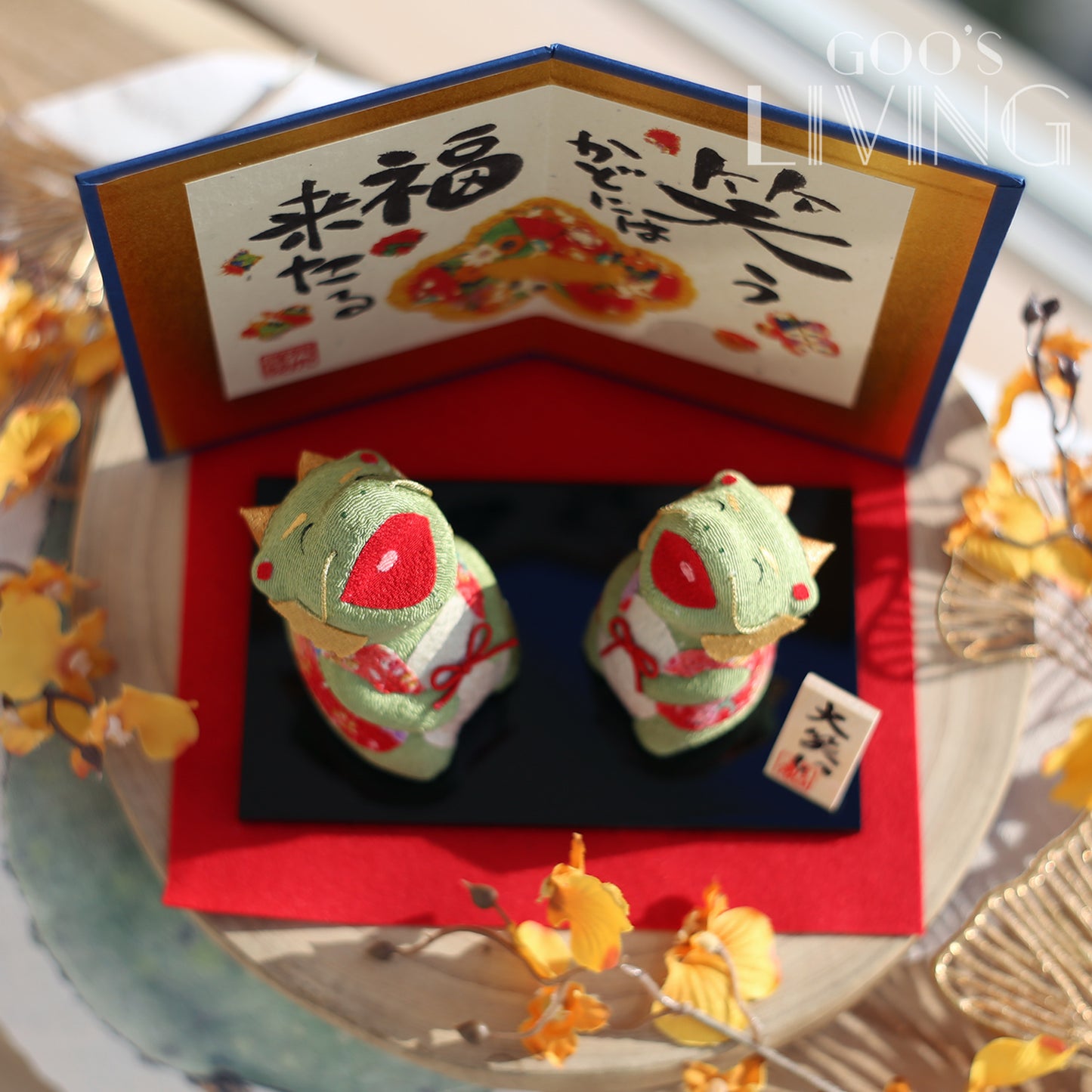 RYUKODO 金屏風大笑親子龍