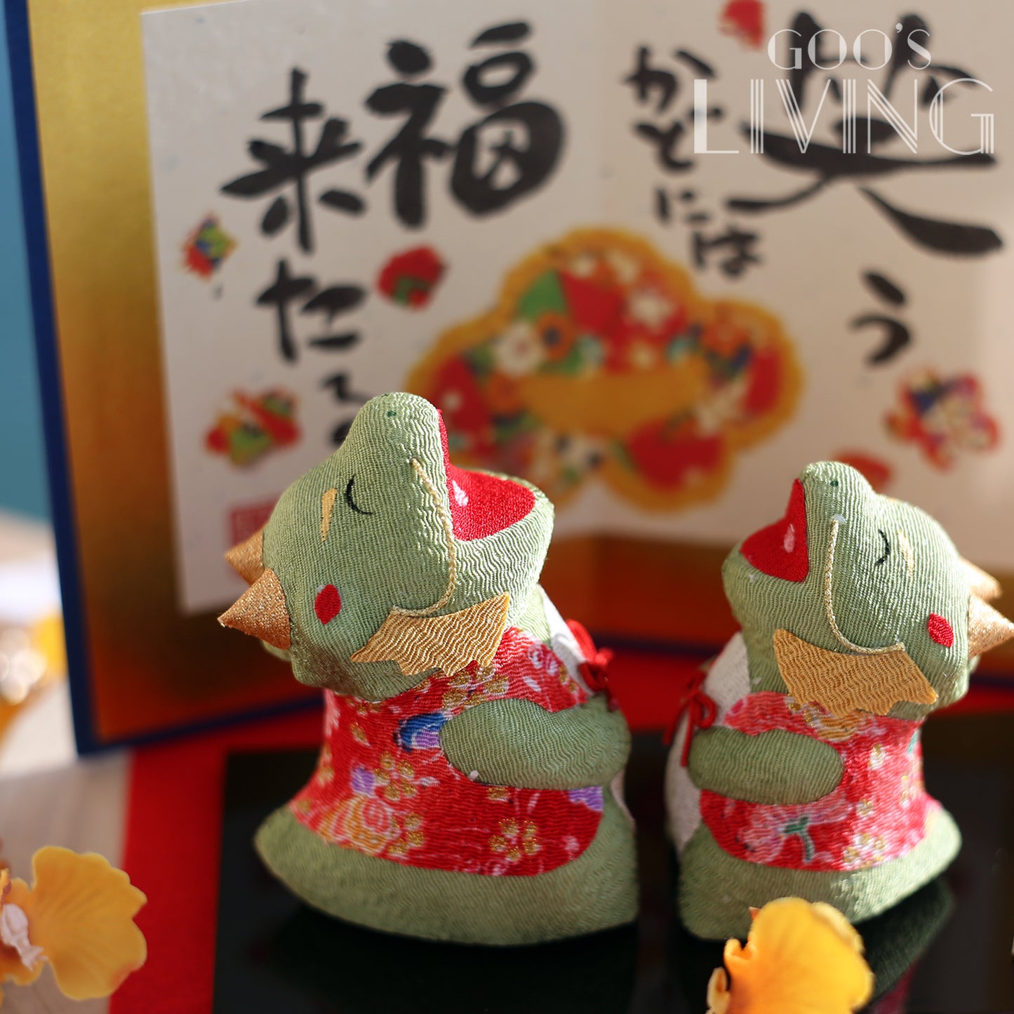 RYUKODO 金屏風大笑親子龍