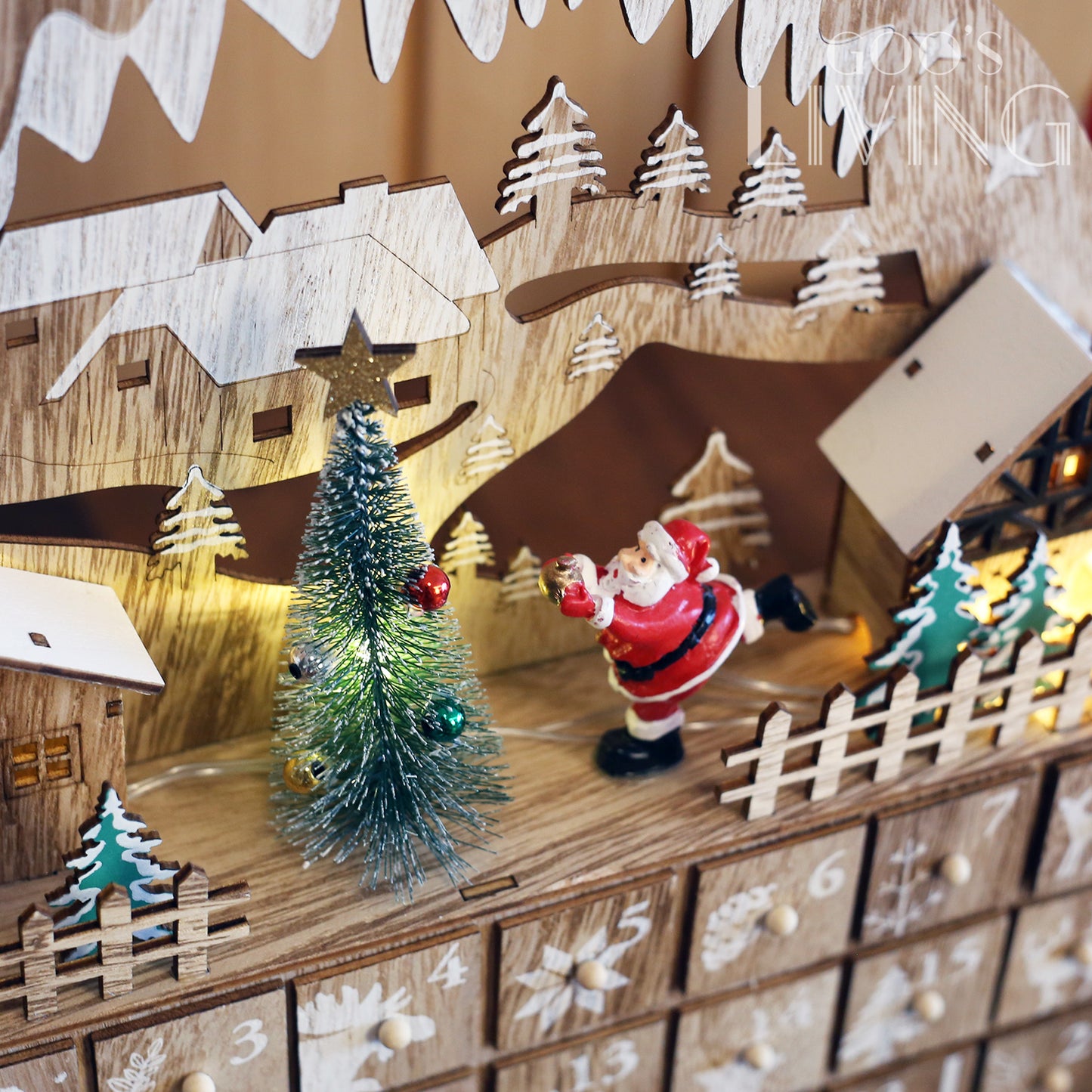 半圓木製 聖誕小屋倒數日曆