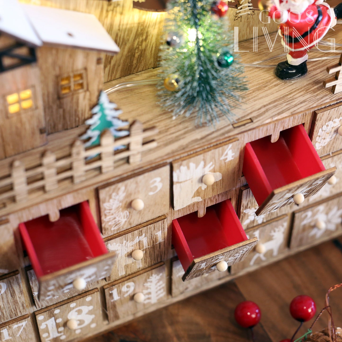 半圓木製 聖誕小屋倒數日曆