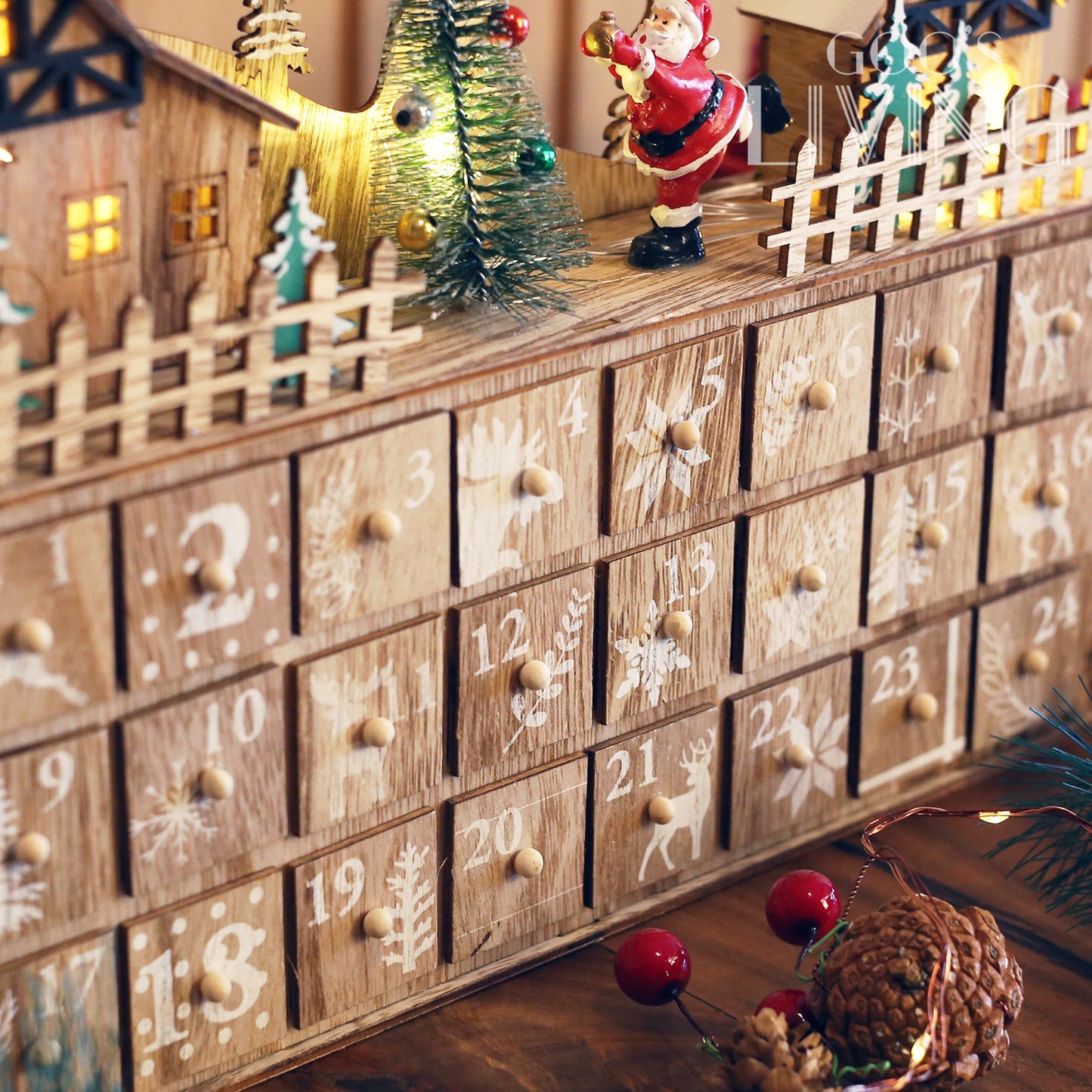 半圓木製 聖誕小屋倒數日曆