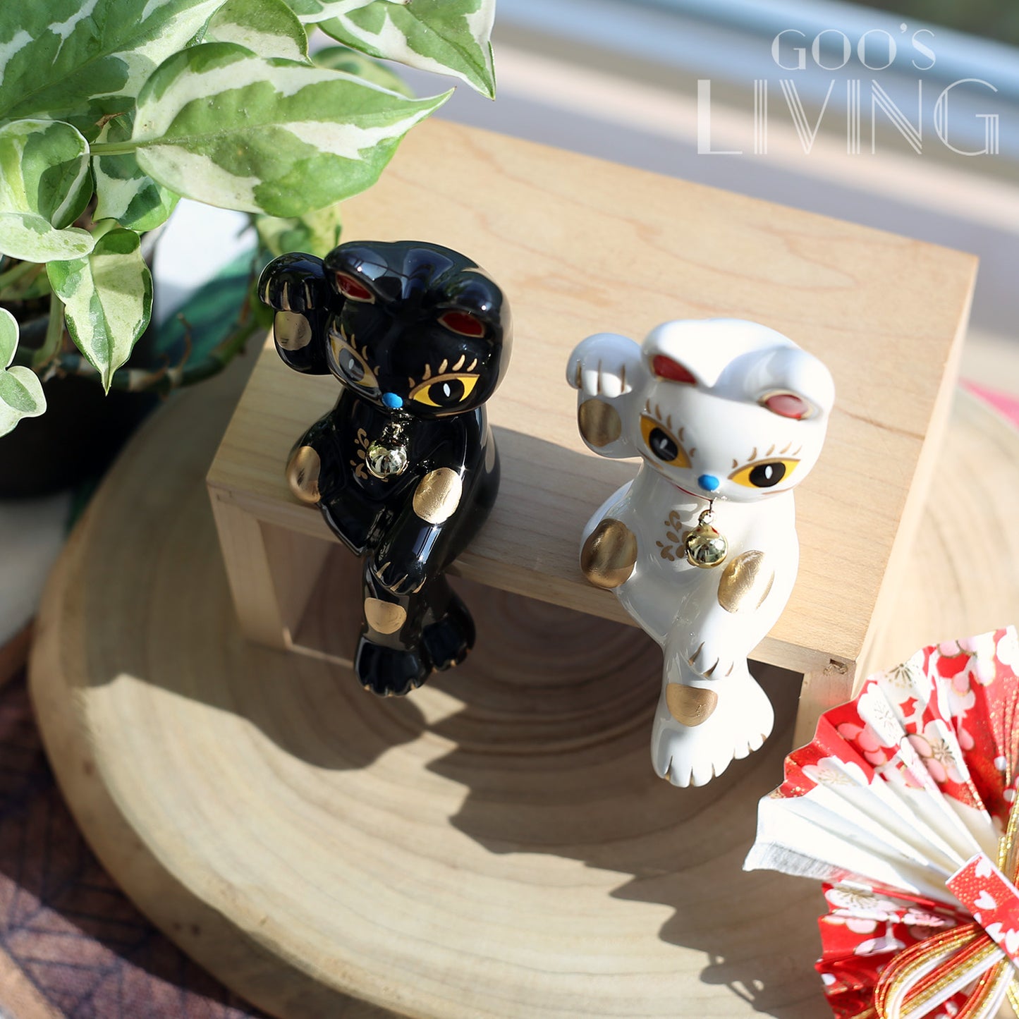 黑白招財長腿貓