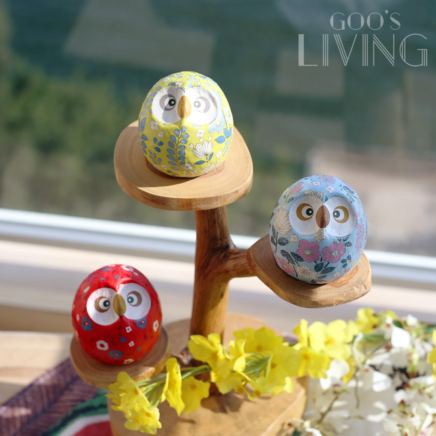 和紙製 花花貓頭鷹