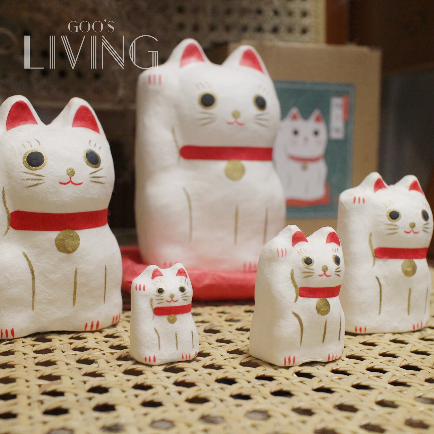 一千乃 手工和紙俄羅斯黑、白招財貓套裝