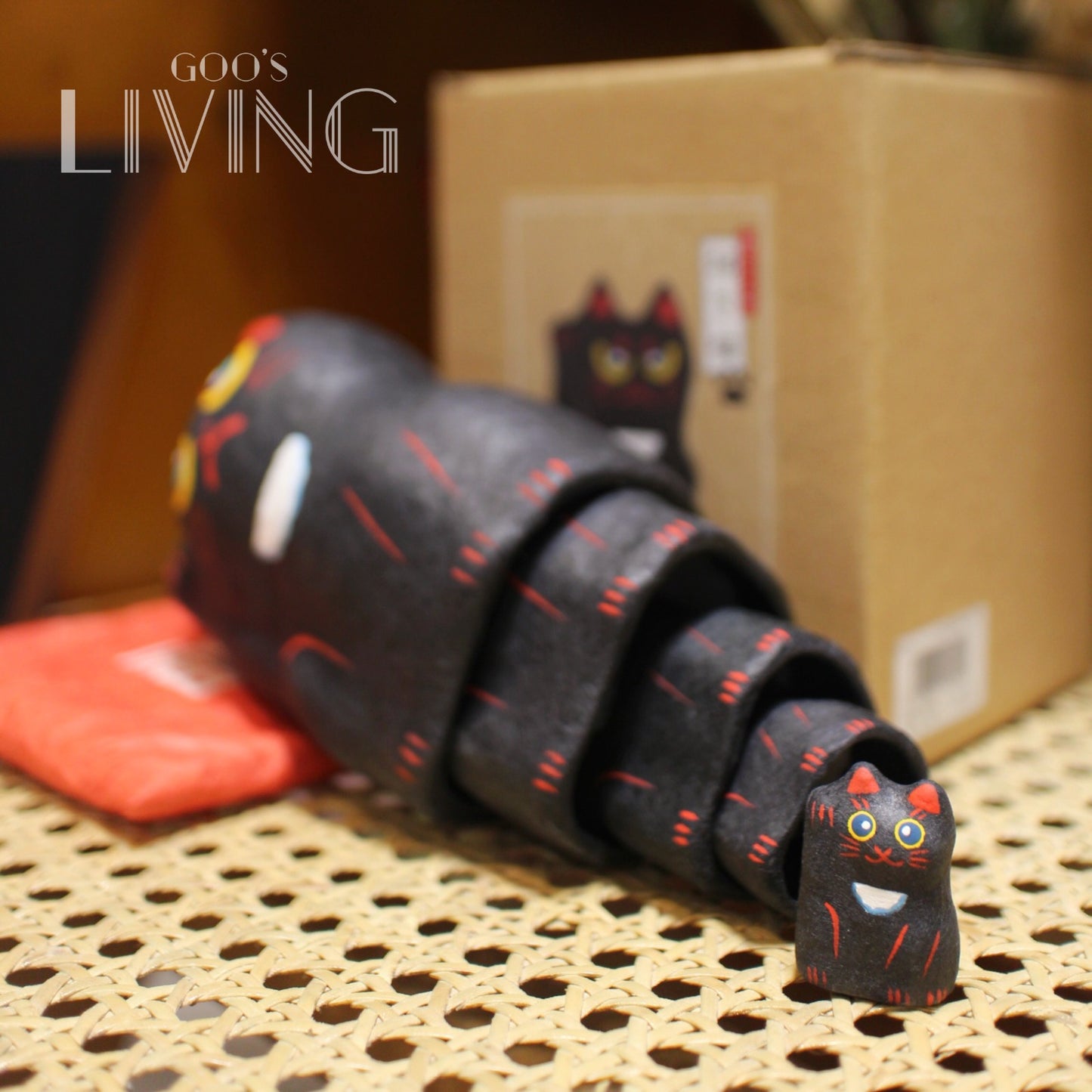 一千乃 手工和紙俄羅斯黑、白招財貓套裝