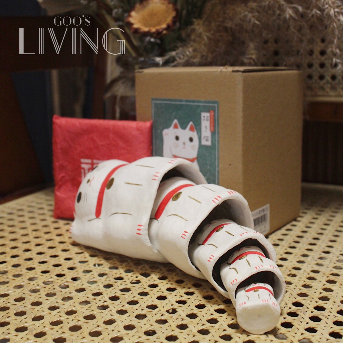 一千乃 手工和紙俄羅斯黑、白招財貓套裝