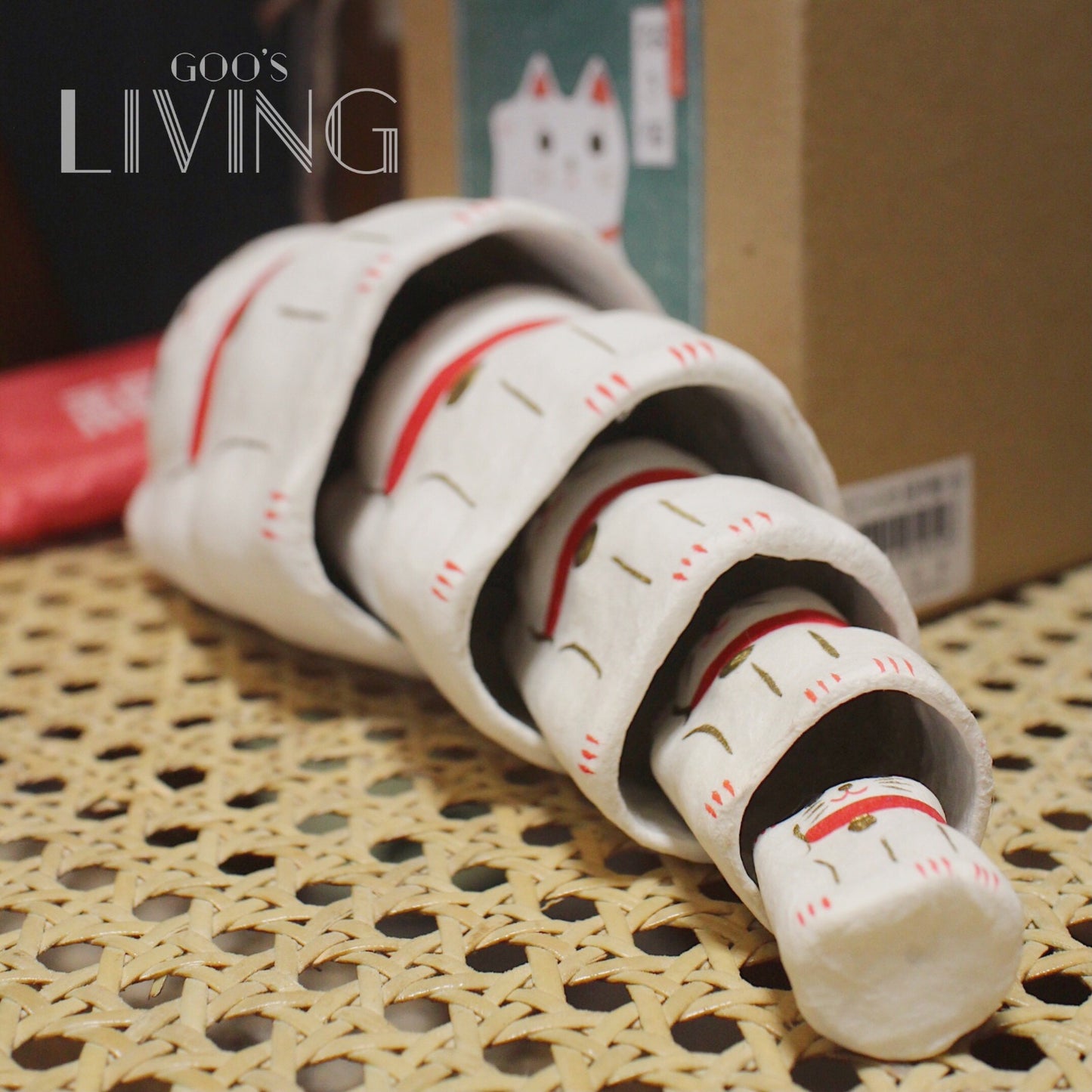 一千乃 手工和紙俄羅斯黑、白招財貓套裝