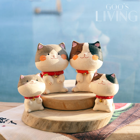 RYUKODO 和紙製大頭親子貓