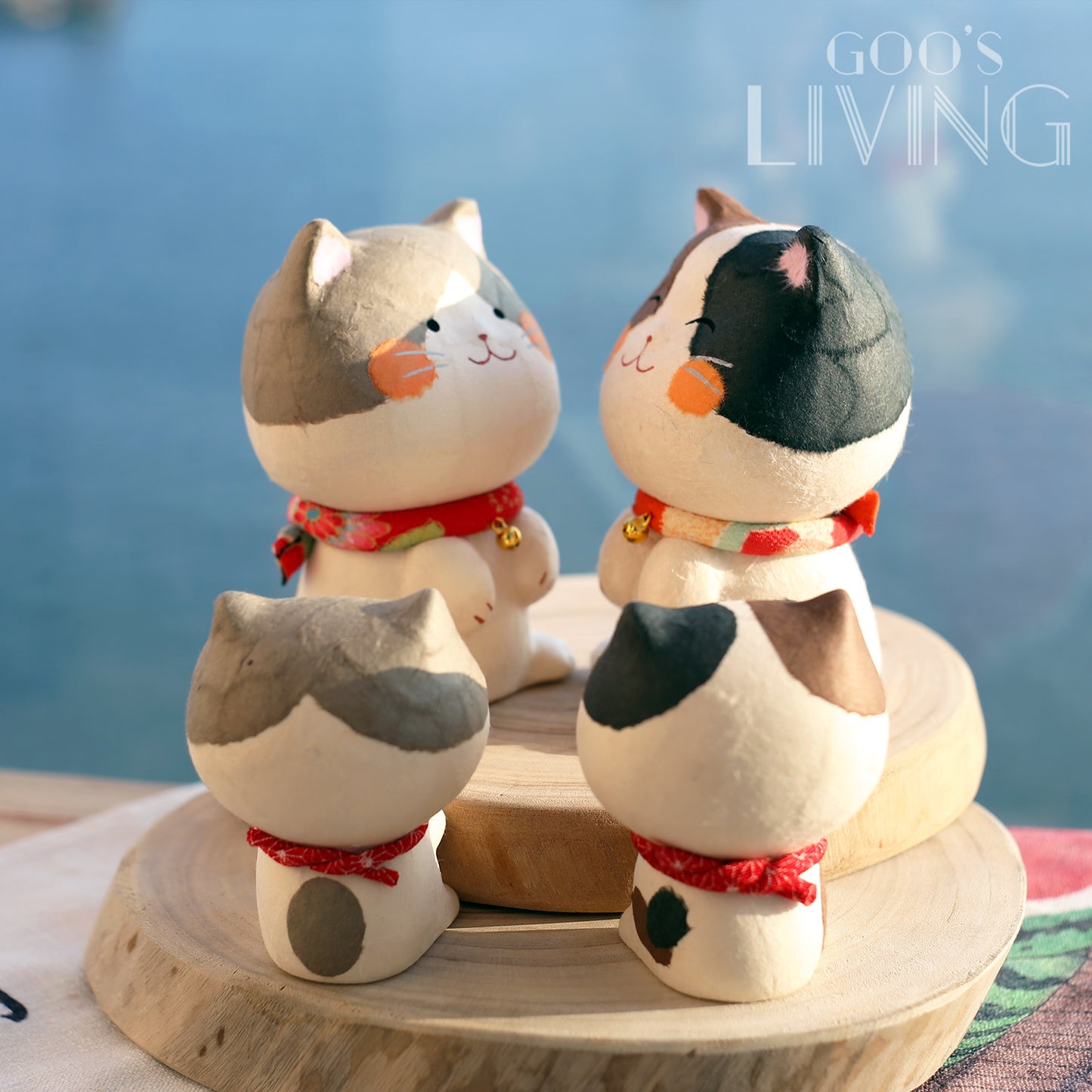 RYUKODO 和紙製大頭親子貓