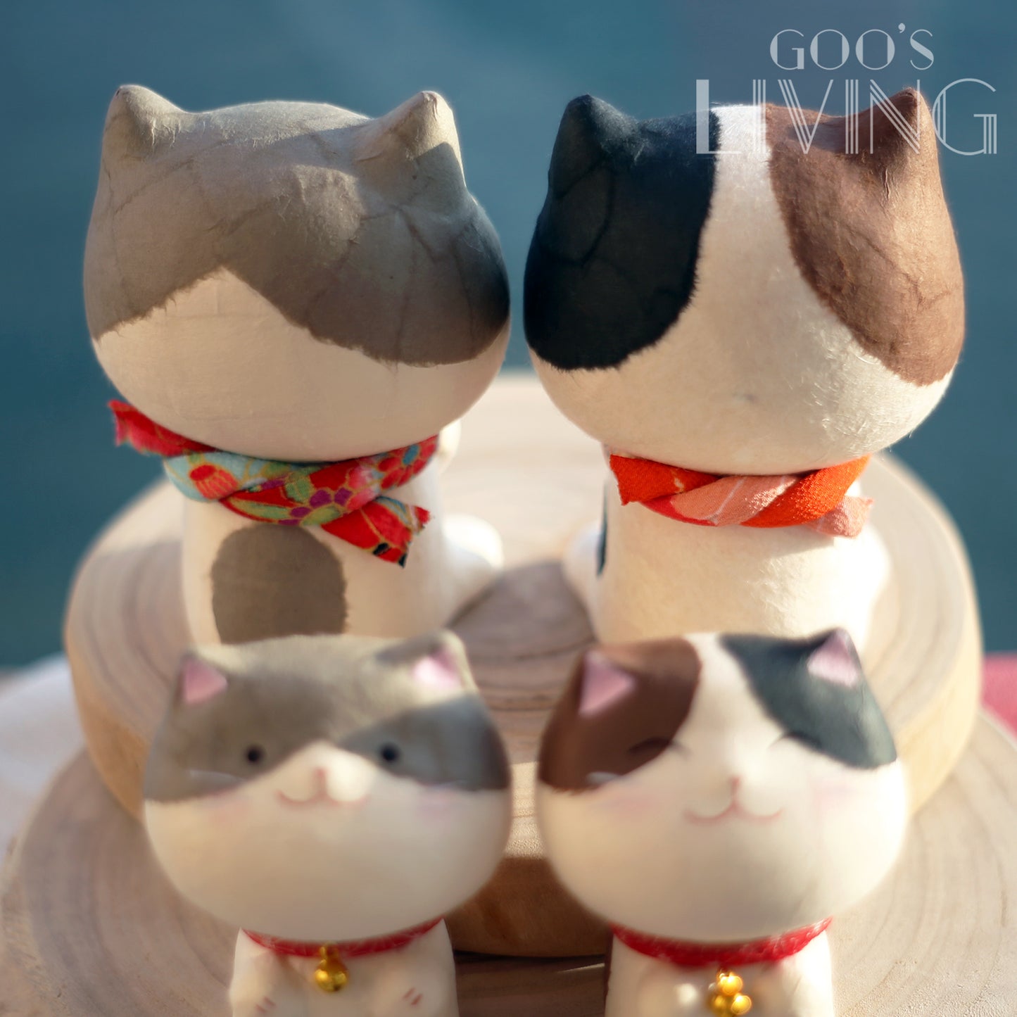 RYUKODO 和紙製大頭親子貓