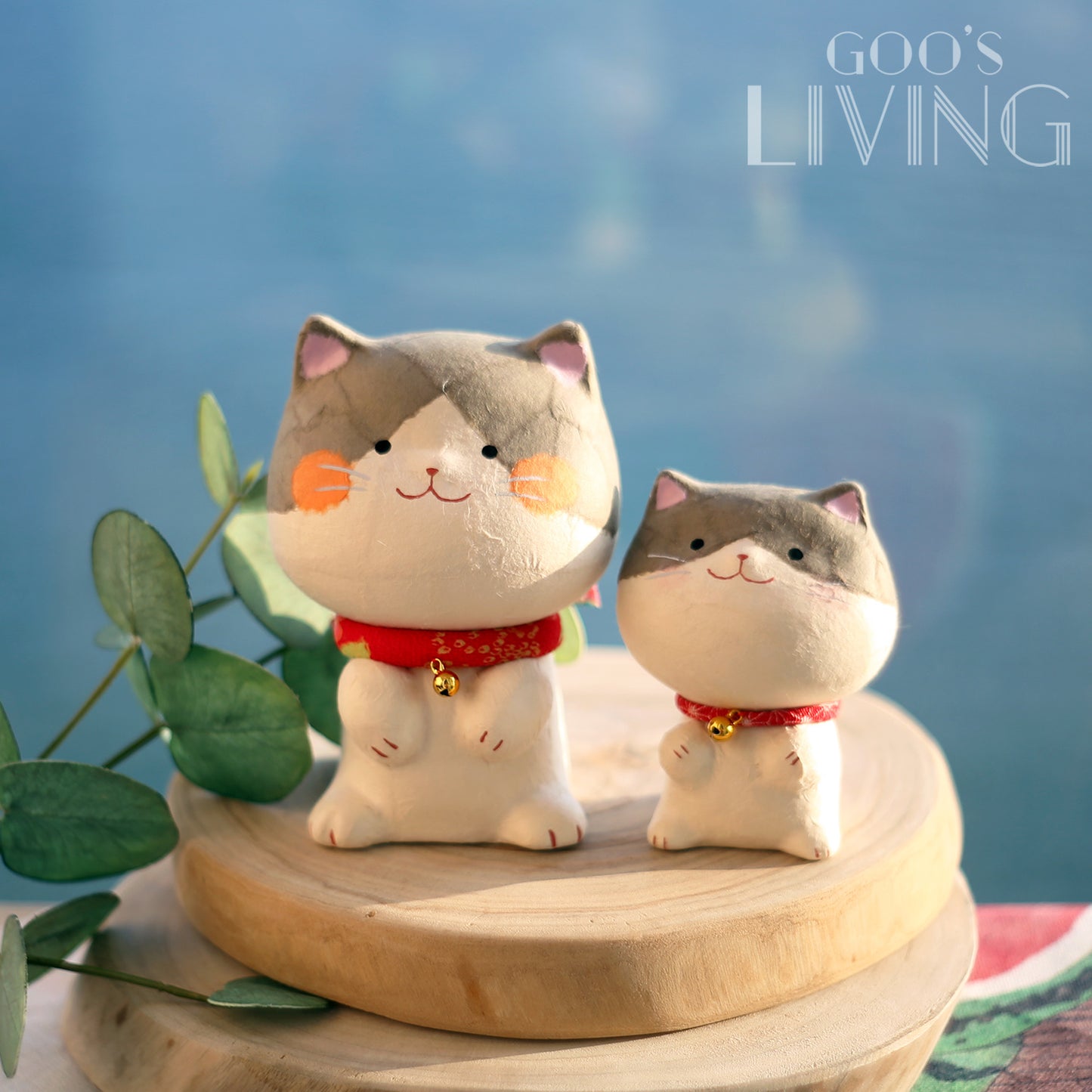 RYUKODO 和紙製大頭親子貓