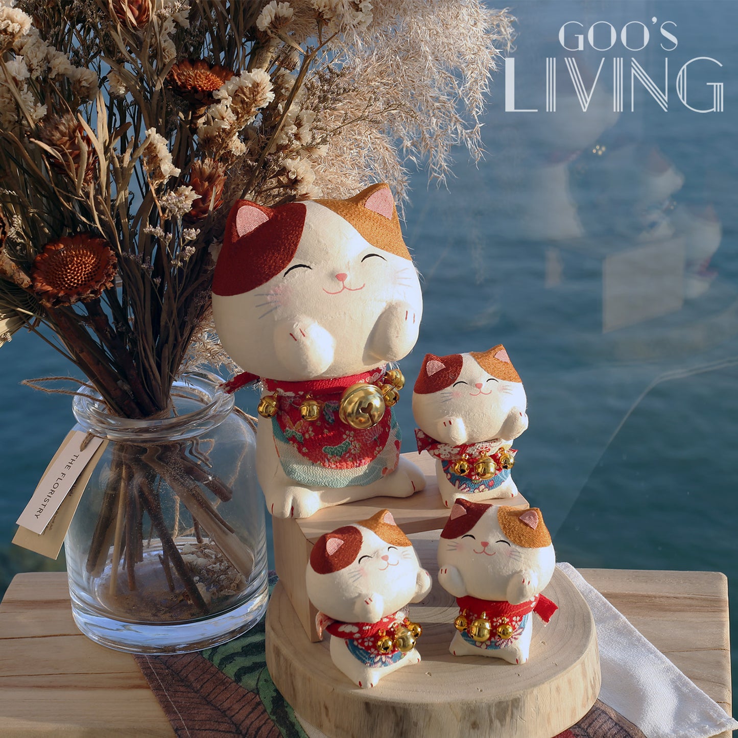 RYUKODO 和紙製大頭鈴噹貓