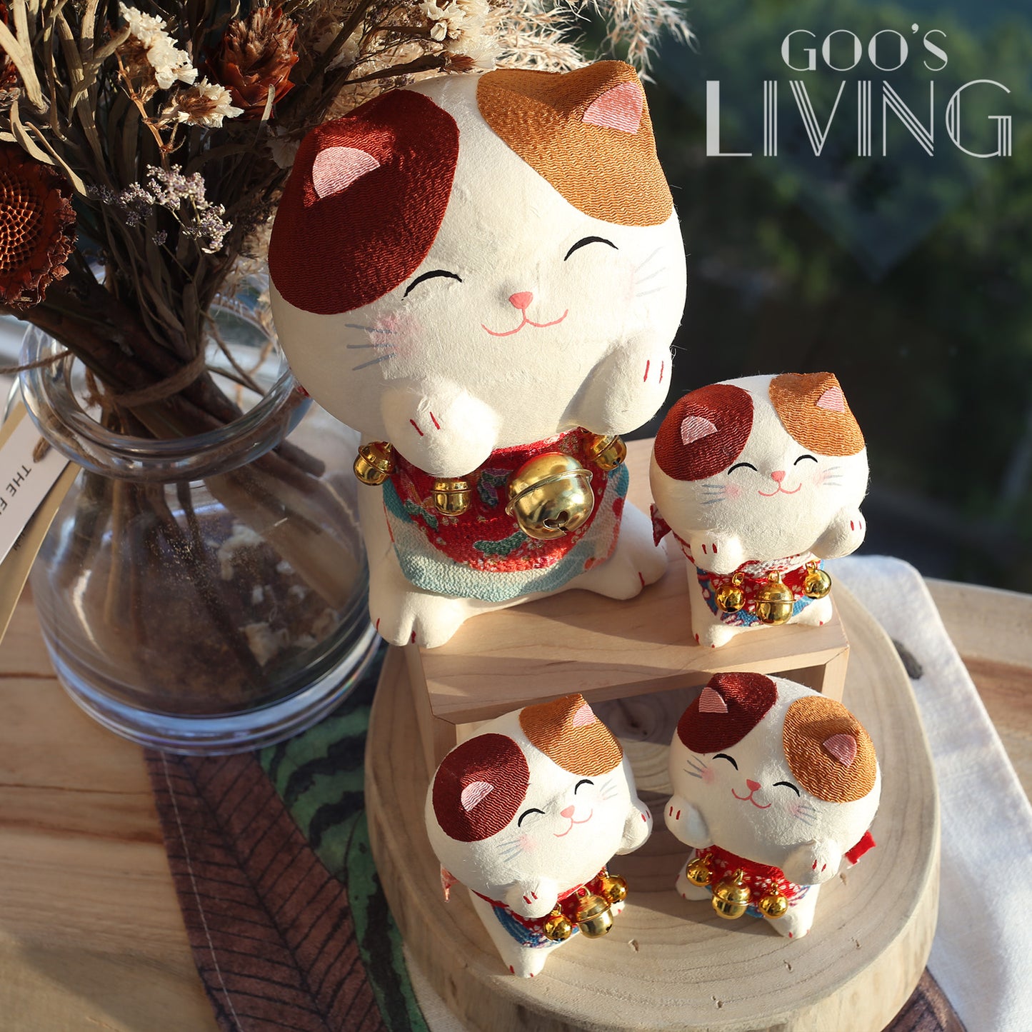 RYUKODO 和紙製大頭鈴噹貓