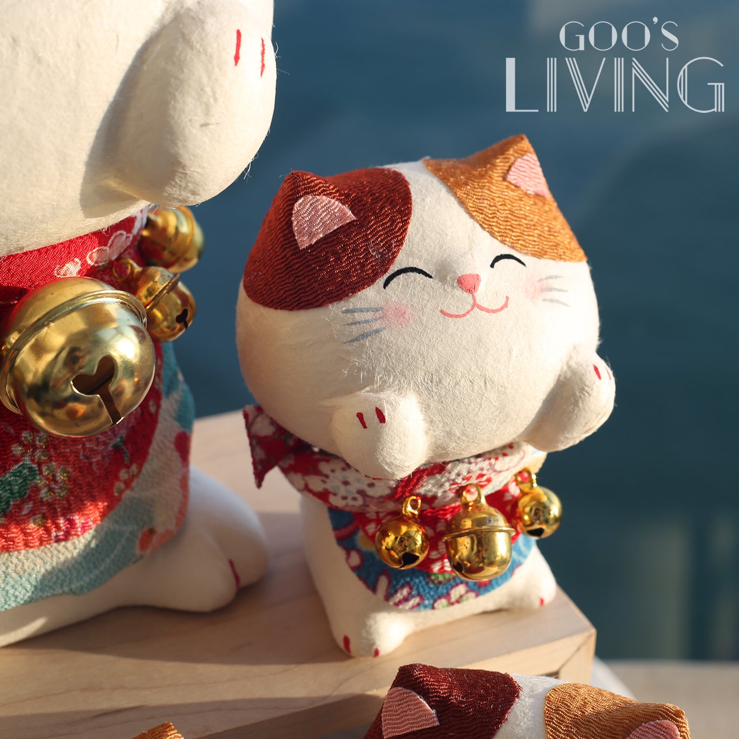 RYUKODO 和紙製大頭鈴噹貓