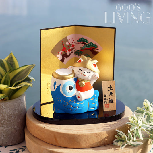 昭峰作 出世鯉招財貓