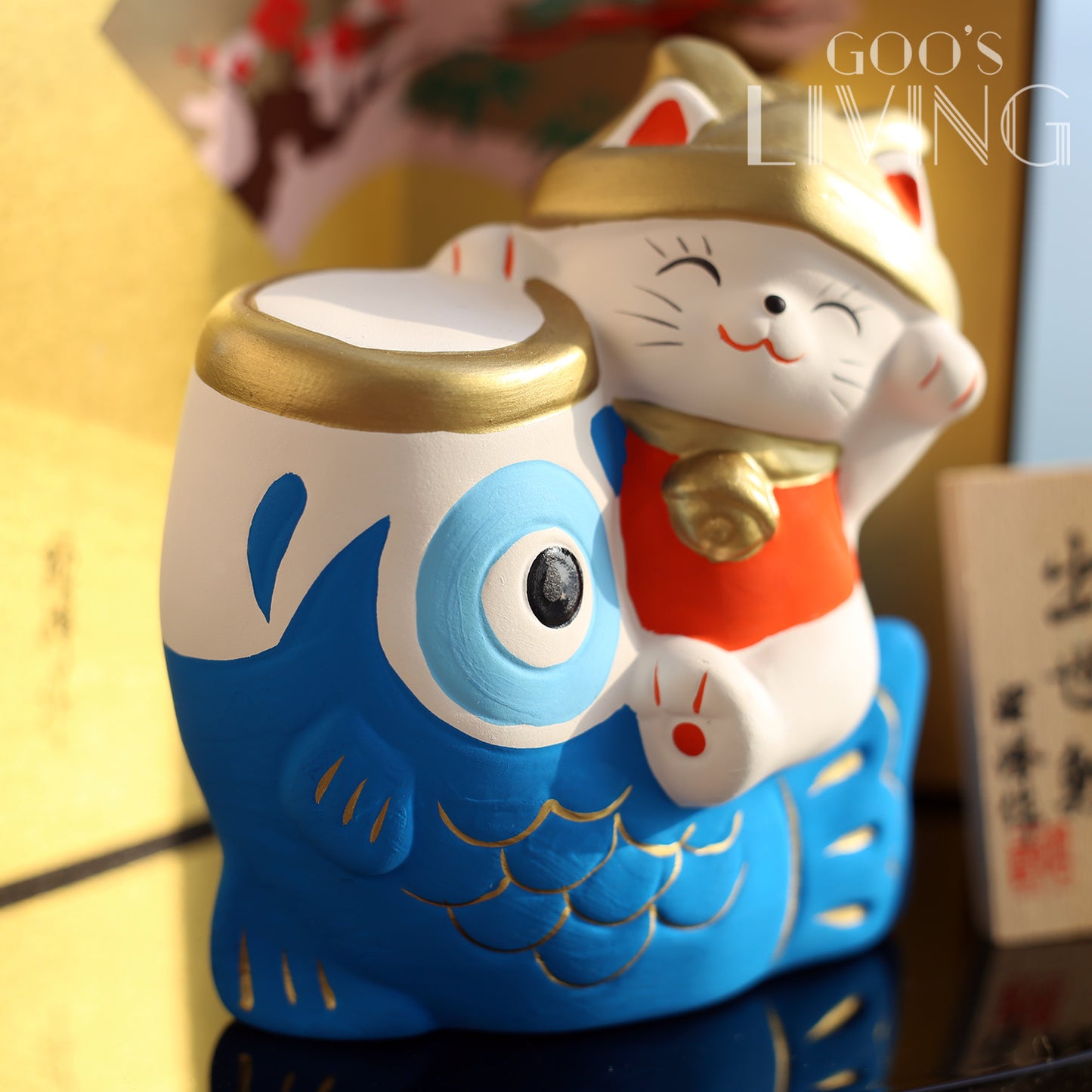 昭峰作 出世鯉招財貓