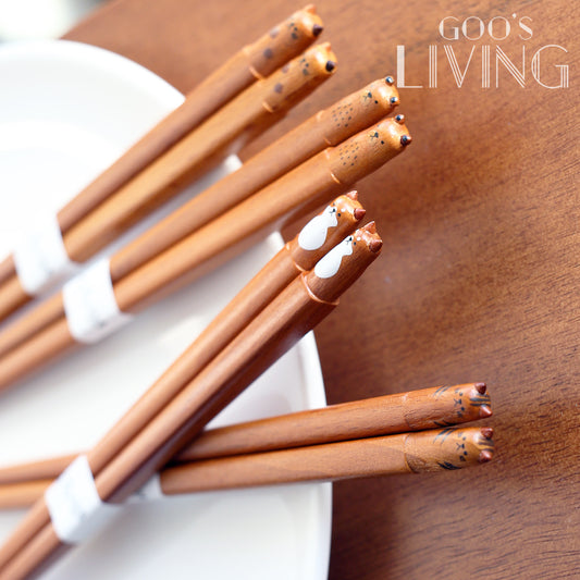 Fluffy 日本天然實木動物筷子