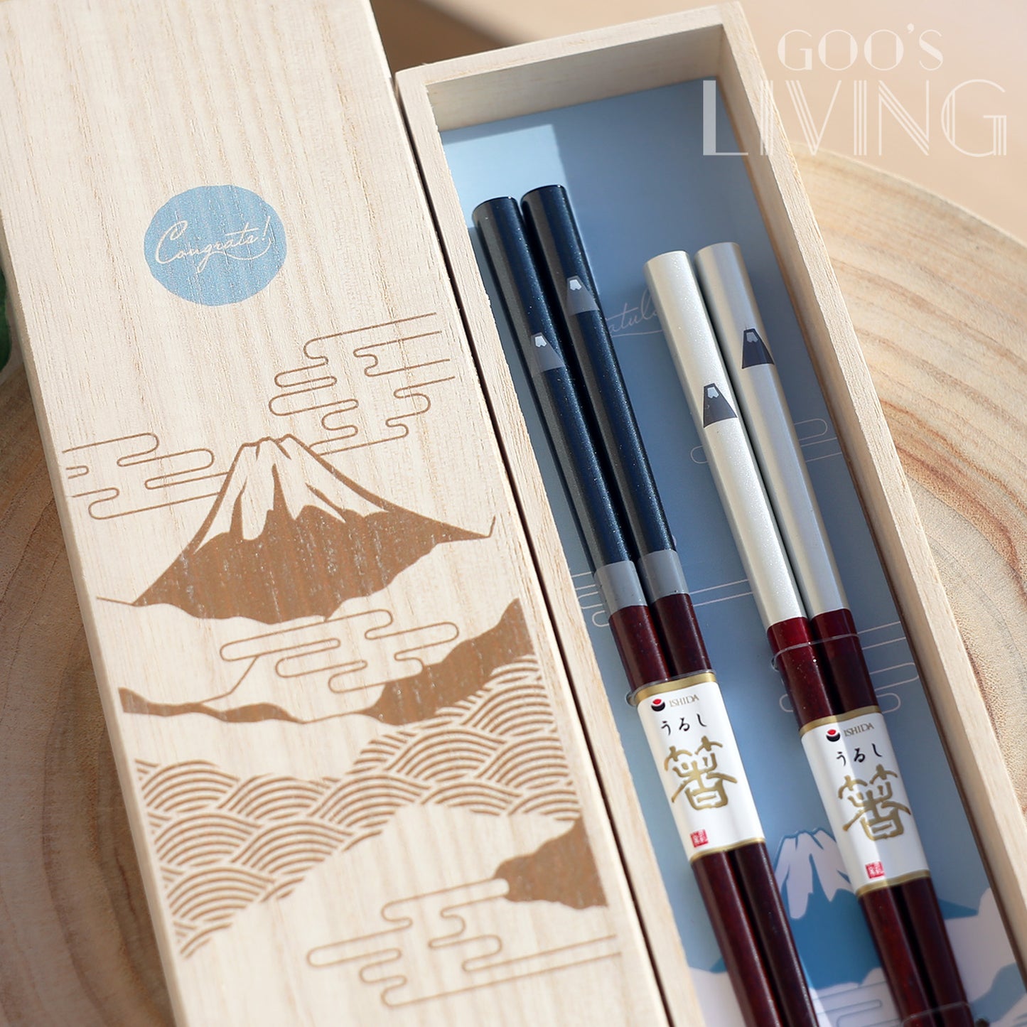 富士山桐木盒夫婦箸