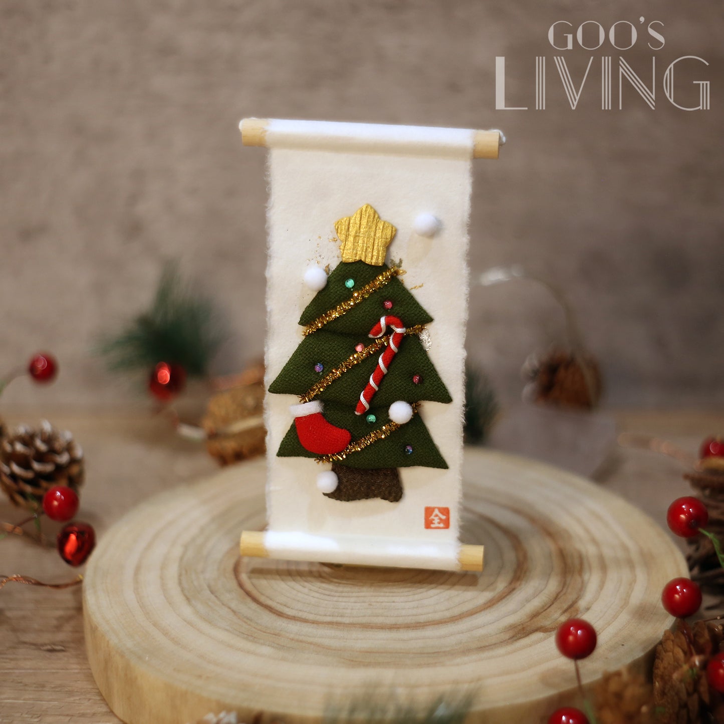 迷你聖誕金銀箔掛軸