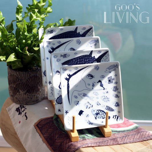 Natural69 波佐見燒海洋方形碟