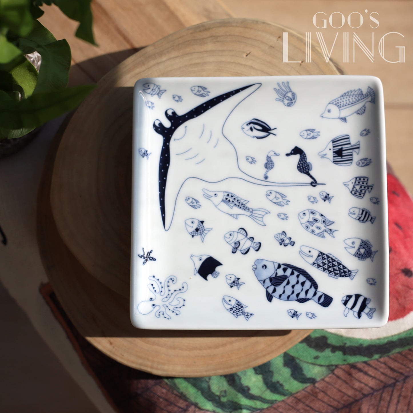 Natural69 波佐見燒海洋方形碟