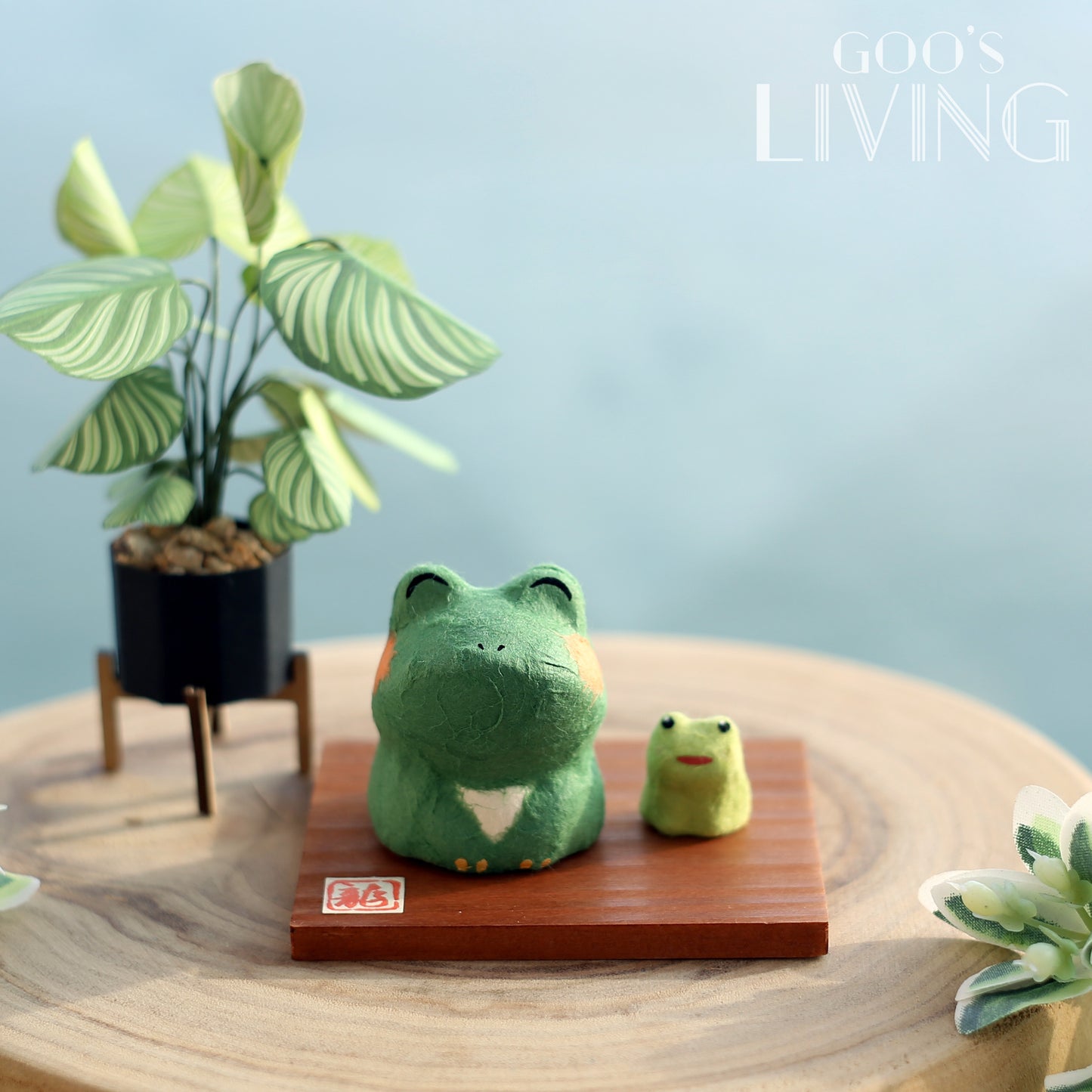 RYUKODO 木台飾親子青蛙