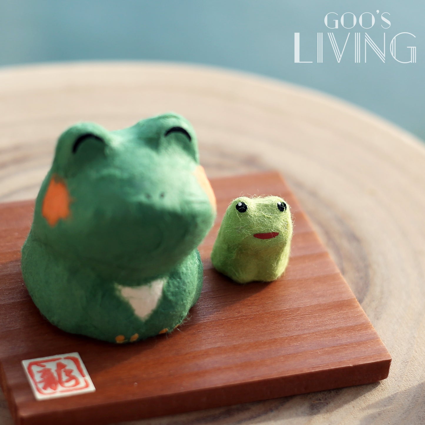 RYUKODO 木台飾親子青蛙