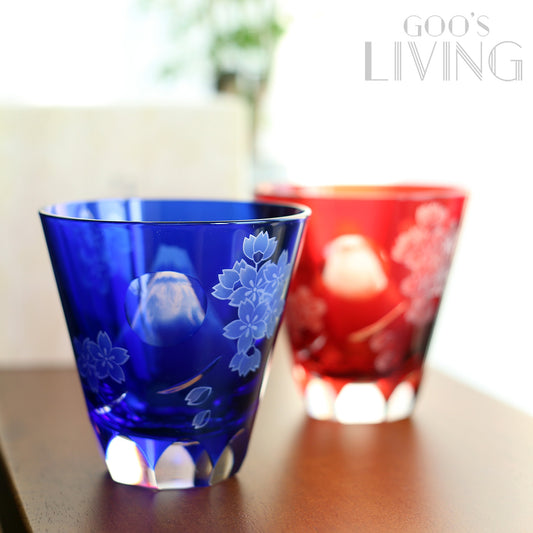 大塚硝子窺視富士櫻花水晶杯