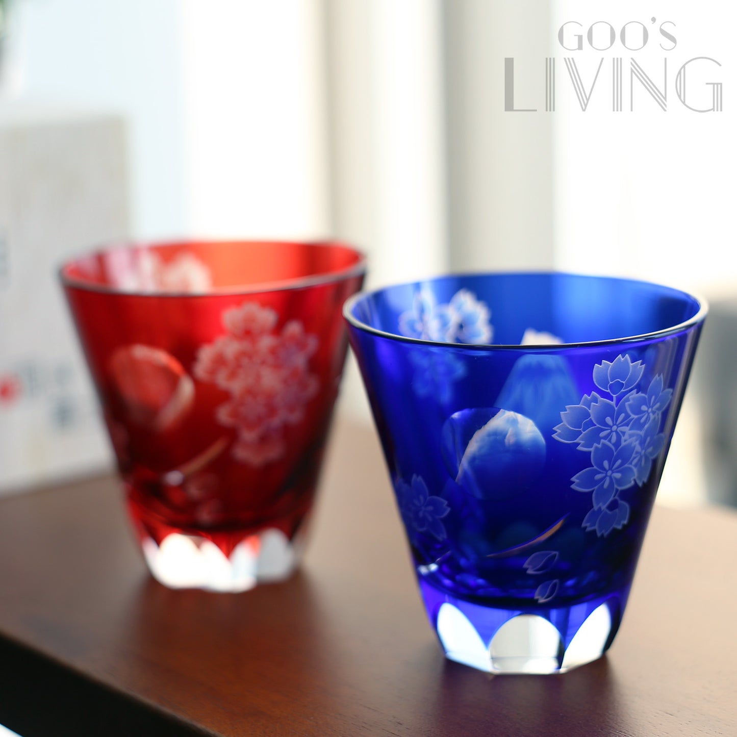 大塚硝子窺視富士櫻花水晶杯