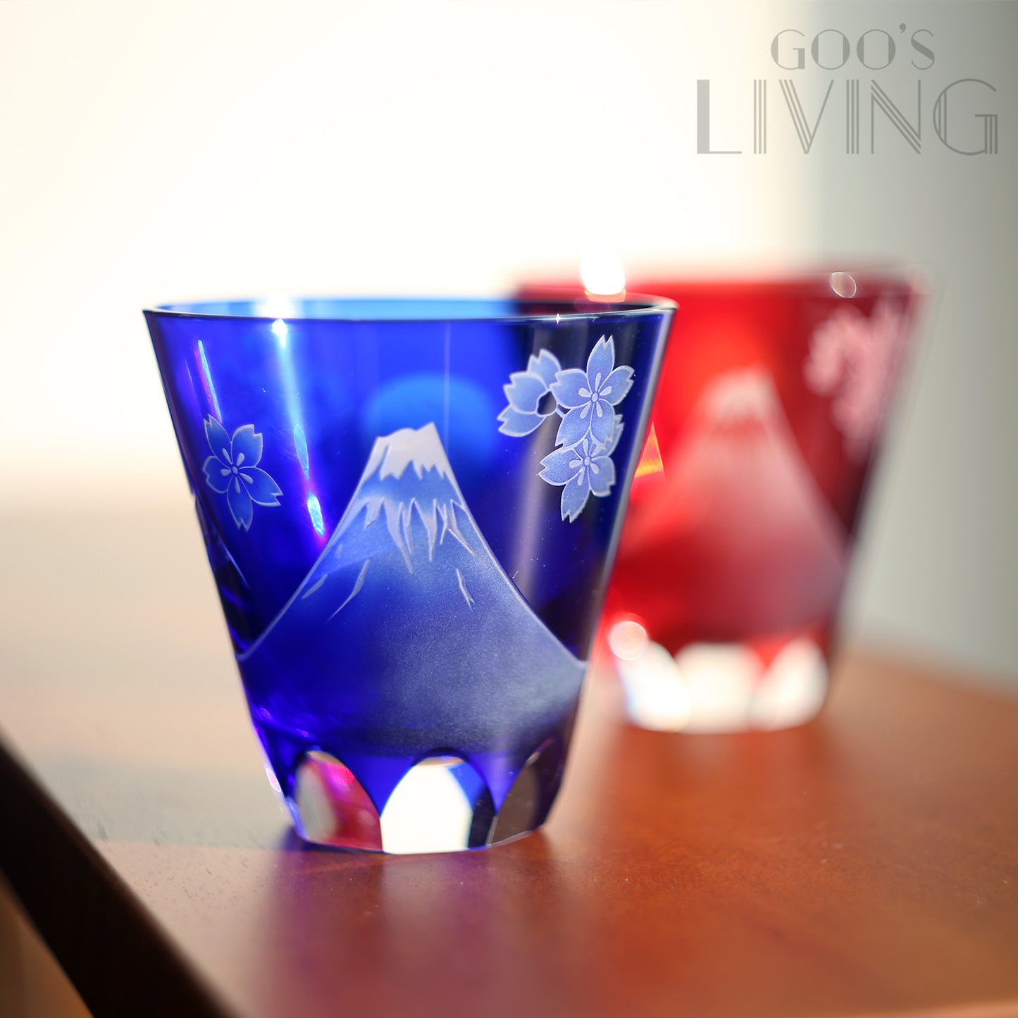 大塚硝子窺視富士櫻花水晶杯