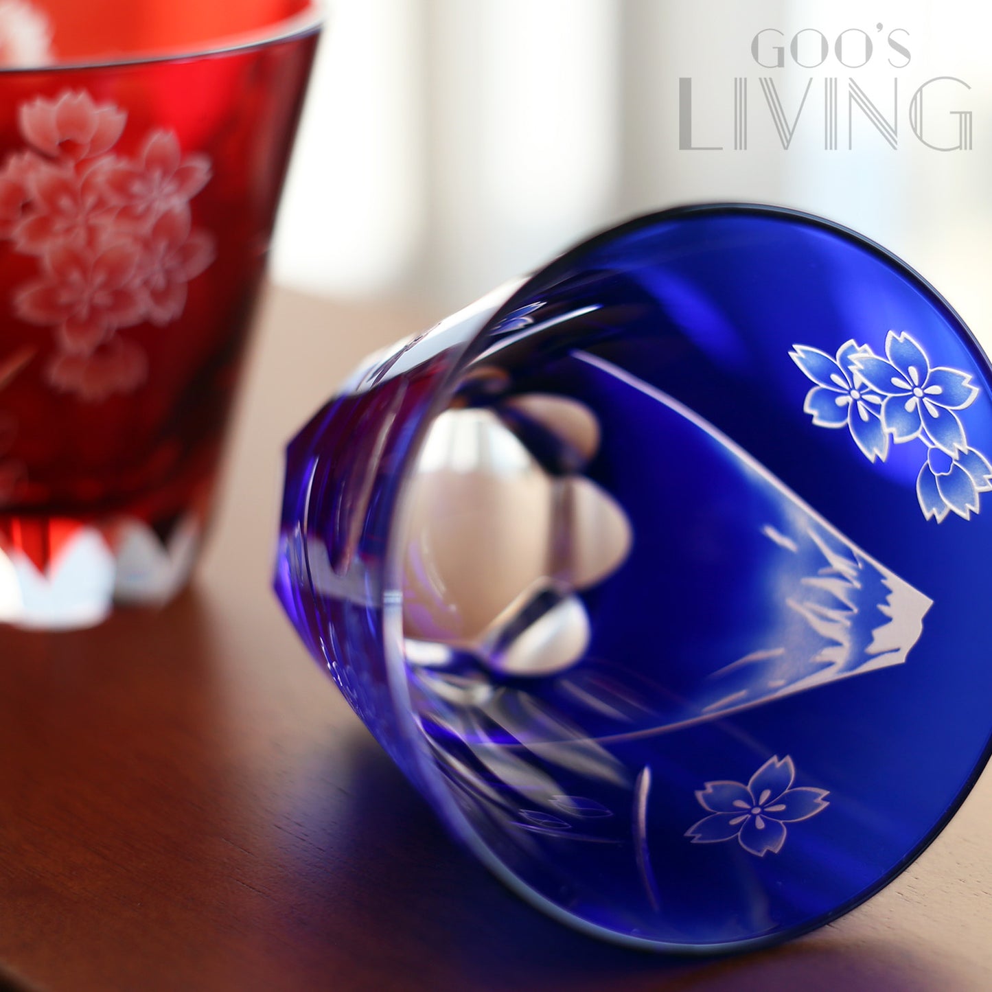 大塚硝子窺視富士櫻花水晶杯